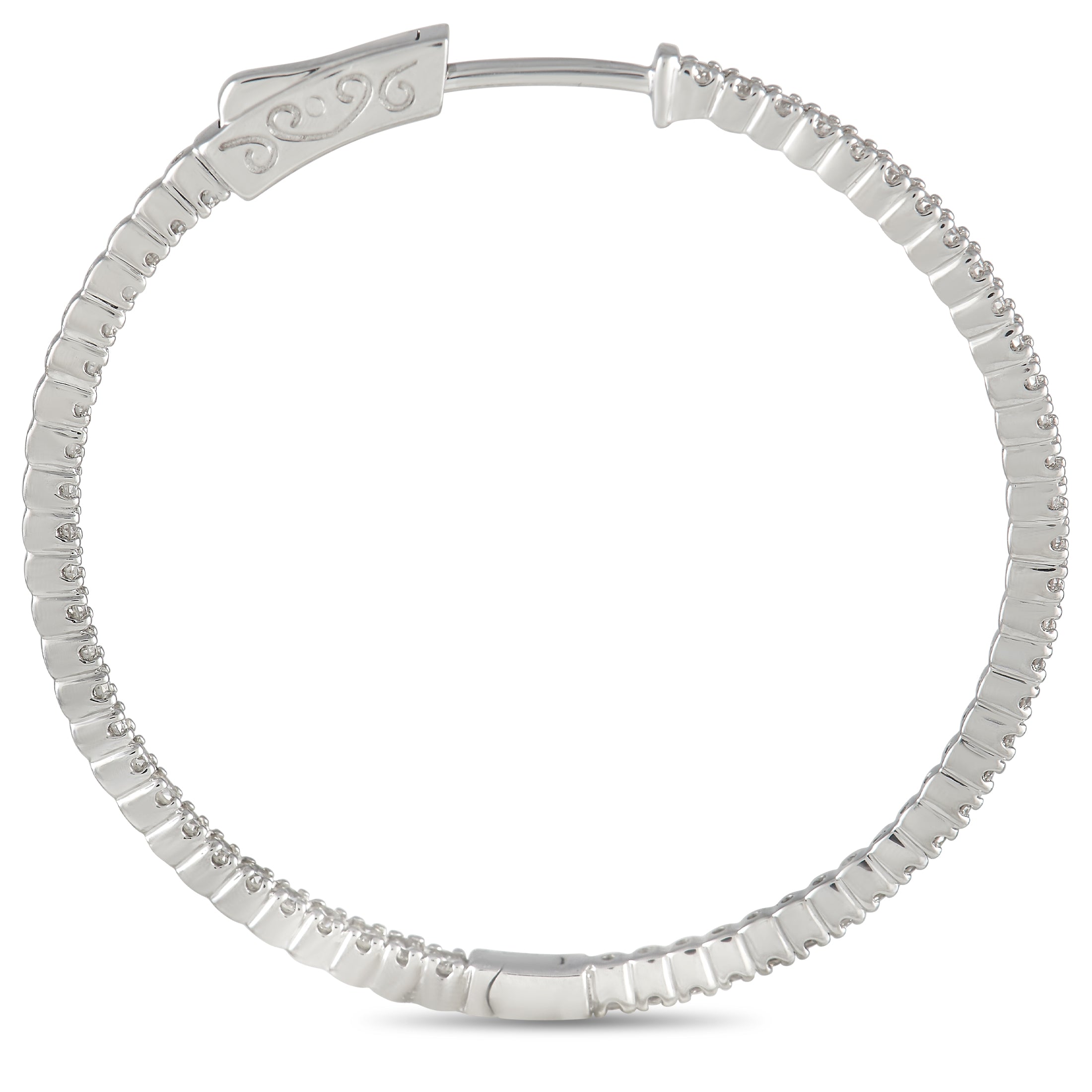 14K White Gold 1.34ct Diamond Inside-Out Hoop Earrings
