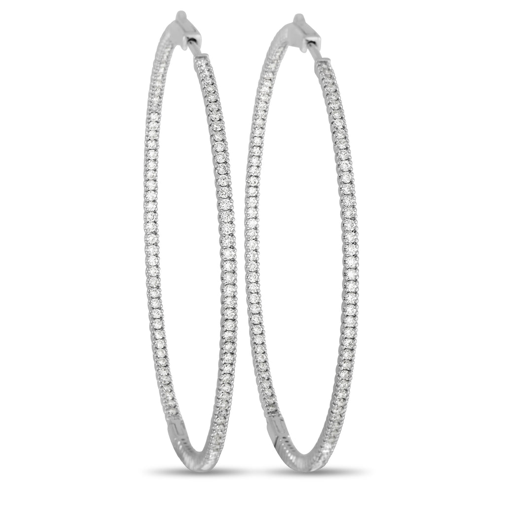 14K White Gold 2.31 ct Diamond Inside Out Hoop Earrings