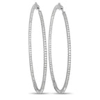 14K White Gold 2.31 ct Diamond Inside Out Hoop Earrings