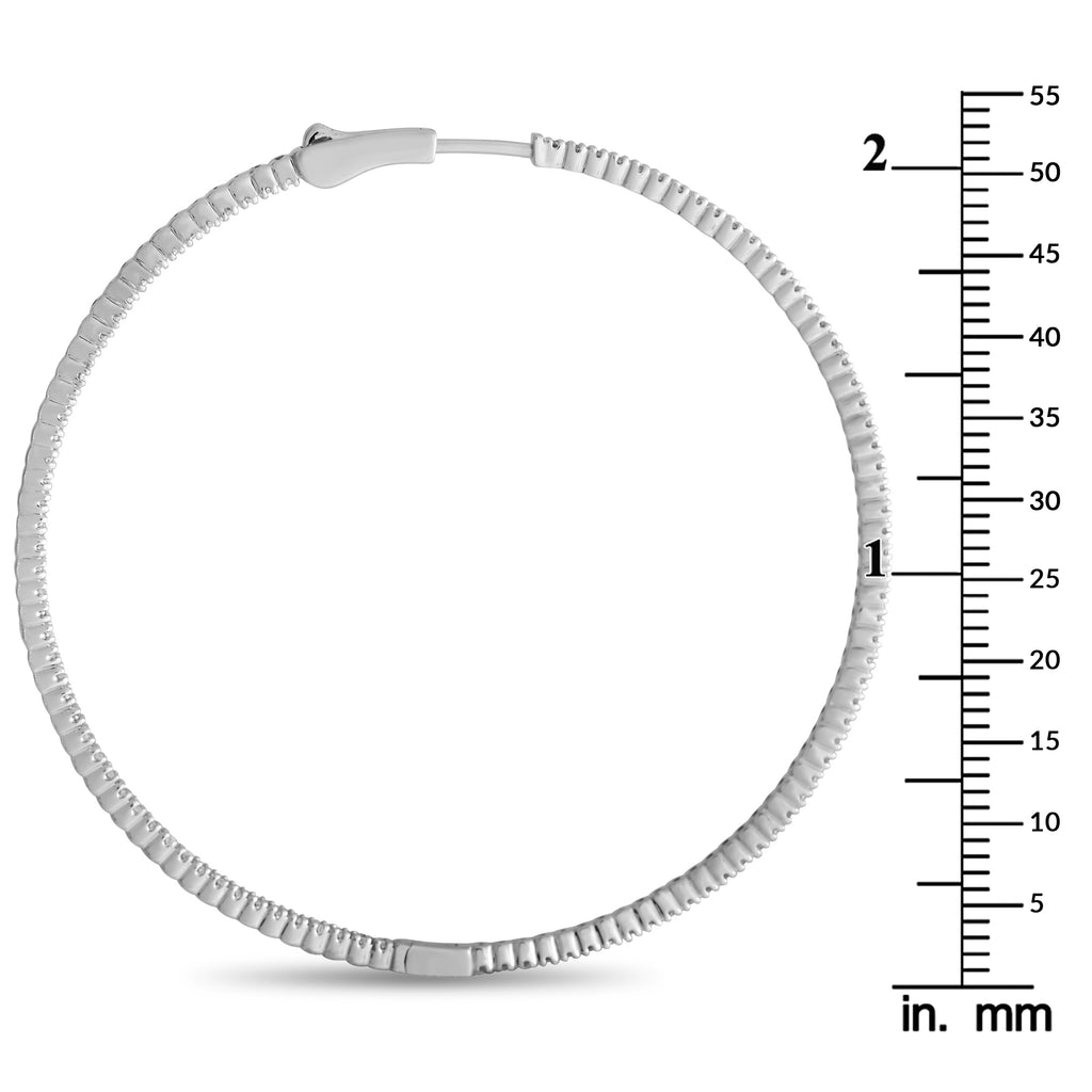 14K White Gold 2.31 ct Diamond Inside Out Hoop Earrings