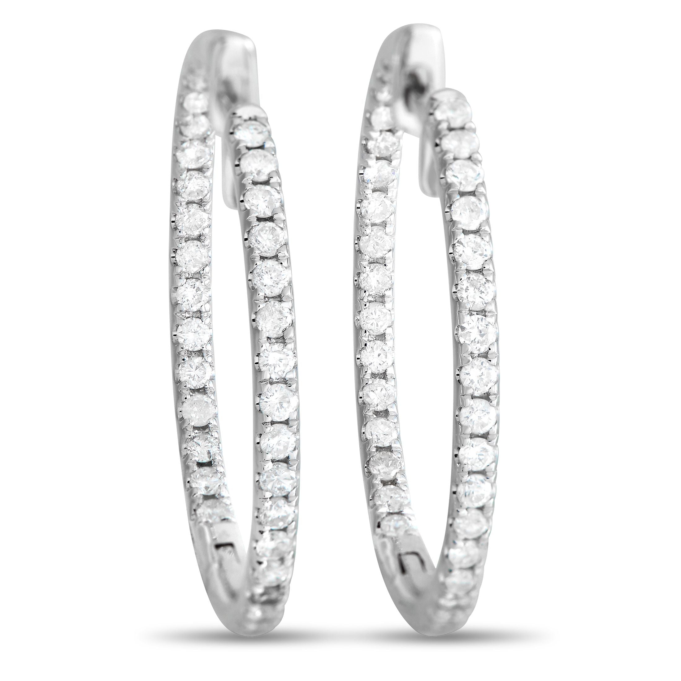 Exclusive 14K White Gold 1.0ct Diamond Inside-Out Hoop Earrings AER-11678-W – A must-have in every lady’s jewelry box