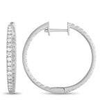 14K White Gold 1.0ct Diamond Inside-Out Hoop Earrings