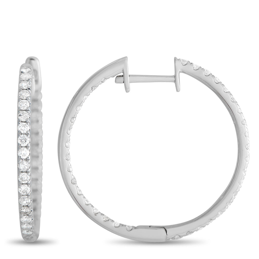 Exclusive 14K White Gold 1.0ct Diamond Inside-Out Hoop Earrings