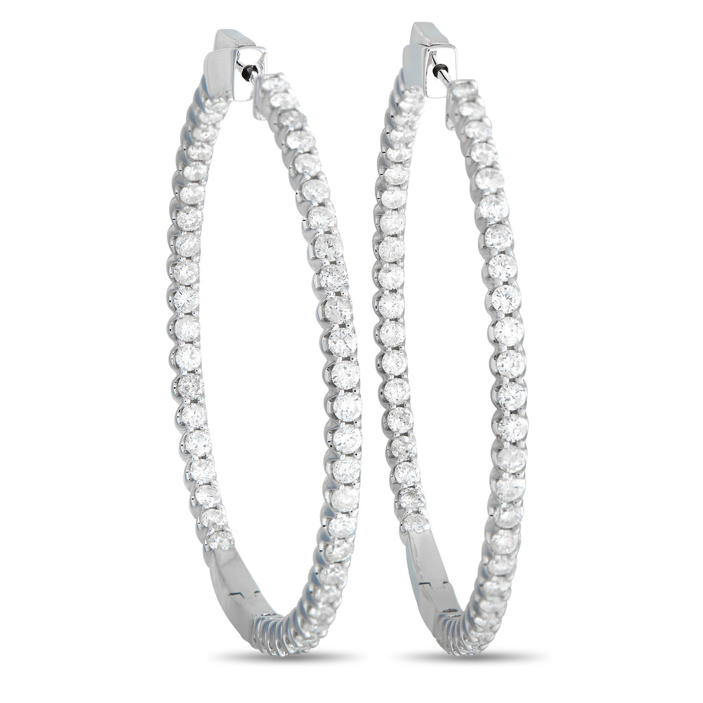 14K White Gold 3.35ct Diamond Inside-Out Hoop Earrings