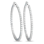 14K White Gold 3.35ct Diamond Inside-Out Hoop Earrings