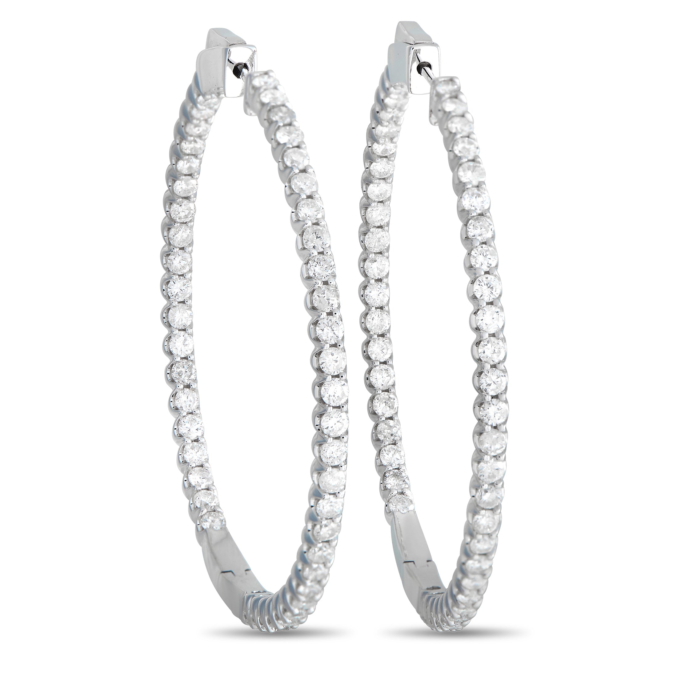 14K White Gold 3.35ct Diamond Inside-Out Hoop Earrings