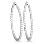 Exclusive 14K White Gold 3.35ct Diamond Inside-Out Hoop Earrings – Sparkly and slim, these diamond-encrusted hoop earrings wi