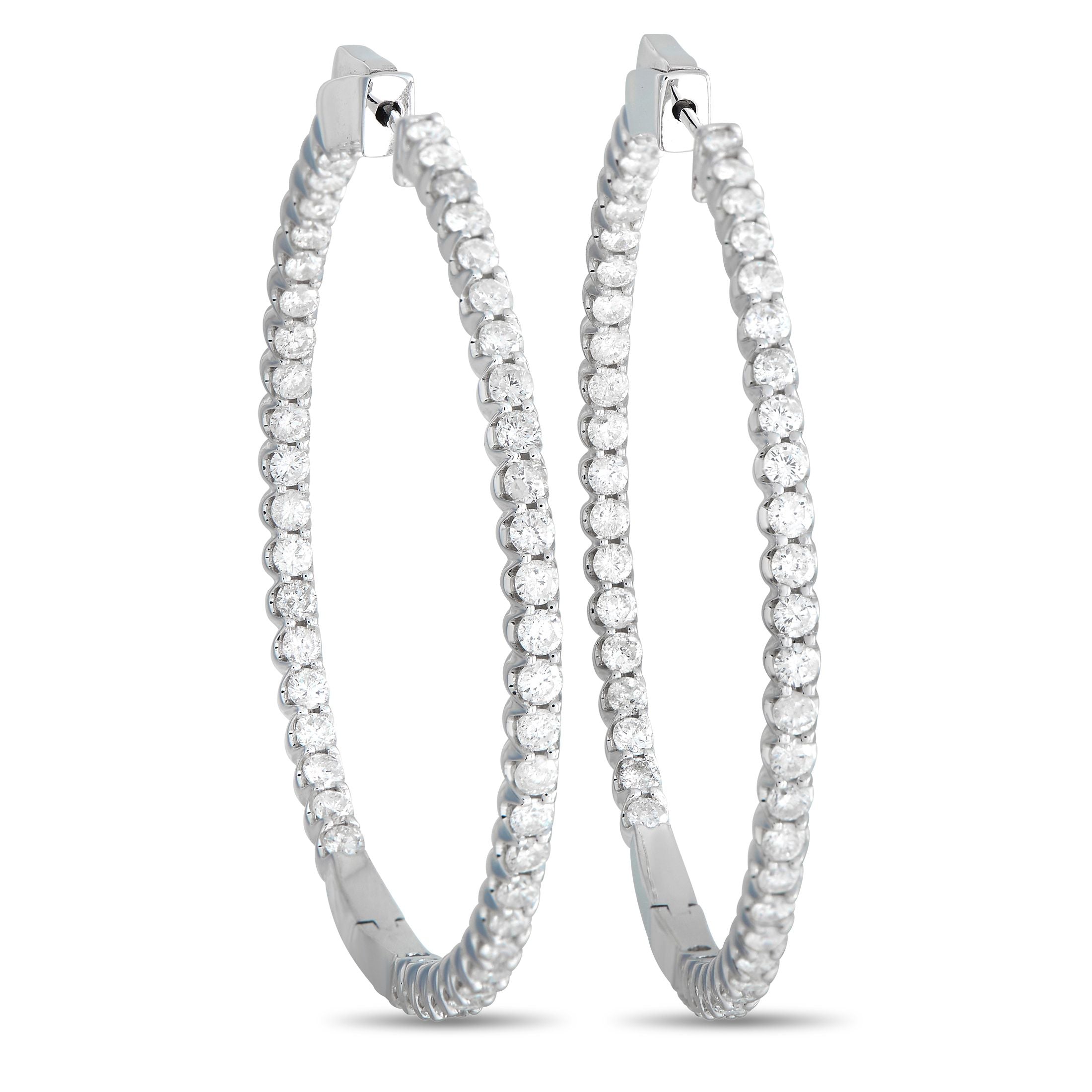 Exclusive 14K White Gold 3.35ct Diamond Inside-Out Hoop Earrings – Sparkly and slim, these diamond-encrusted hoop earrings wi