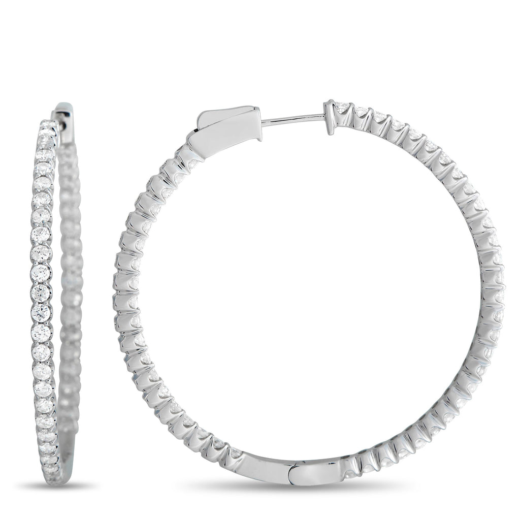Exclusive 14K White Gold 3.35ct Diamond Inside-Out Hoop Earrings
