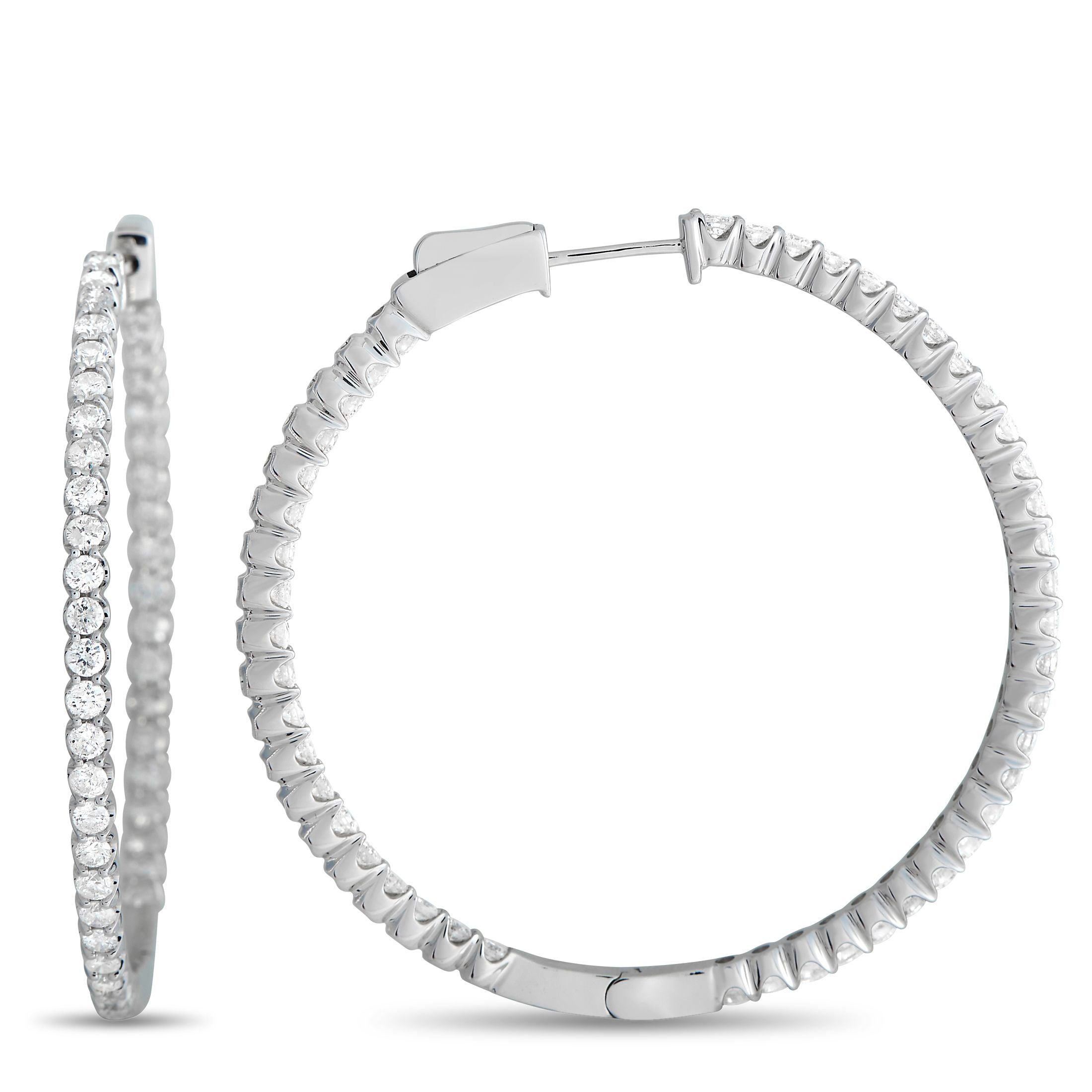 Exclusive 14K White Gold 3.35ct Diamond Inside-Out Hoop Earrings
