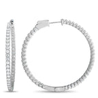 14K White Gold 3.35ct Diamond Inside-Out Hoop Earrings