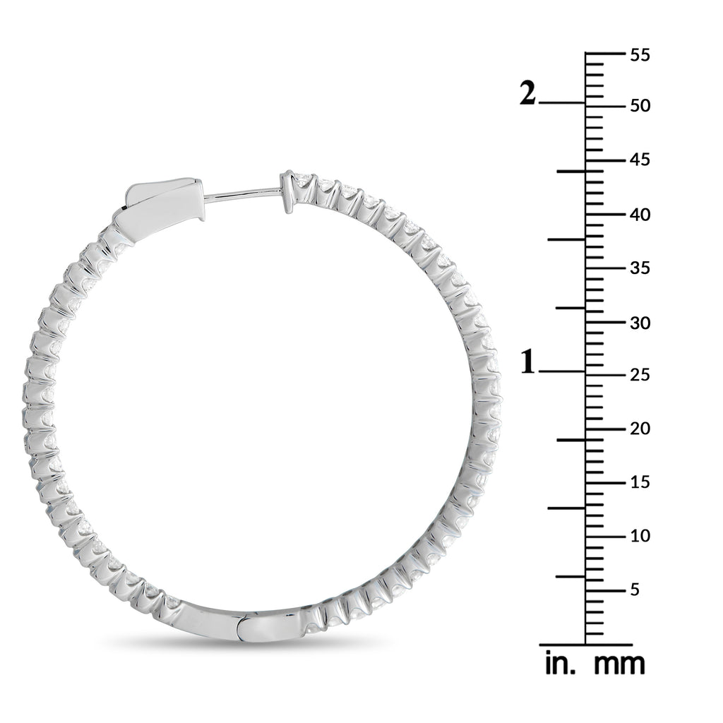 14K White Gold 3.35ct Diamond Inside-Out Hoop Earrings