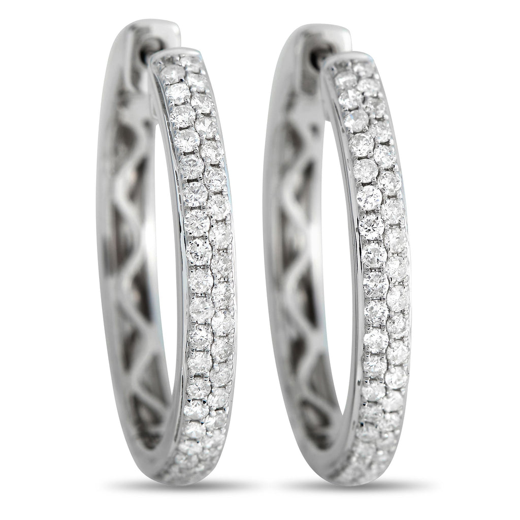 Exclusive 14K White Gold 0.65ct Diamond Hoop Earrings – Add a touch of sparkle to any ensemble with the help of these elegant