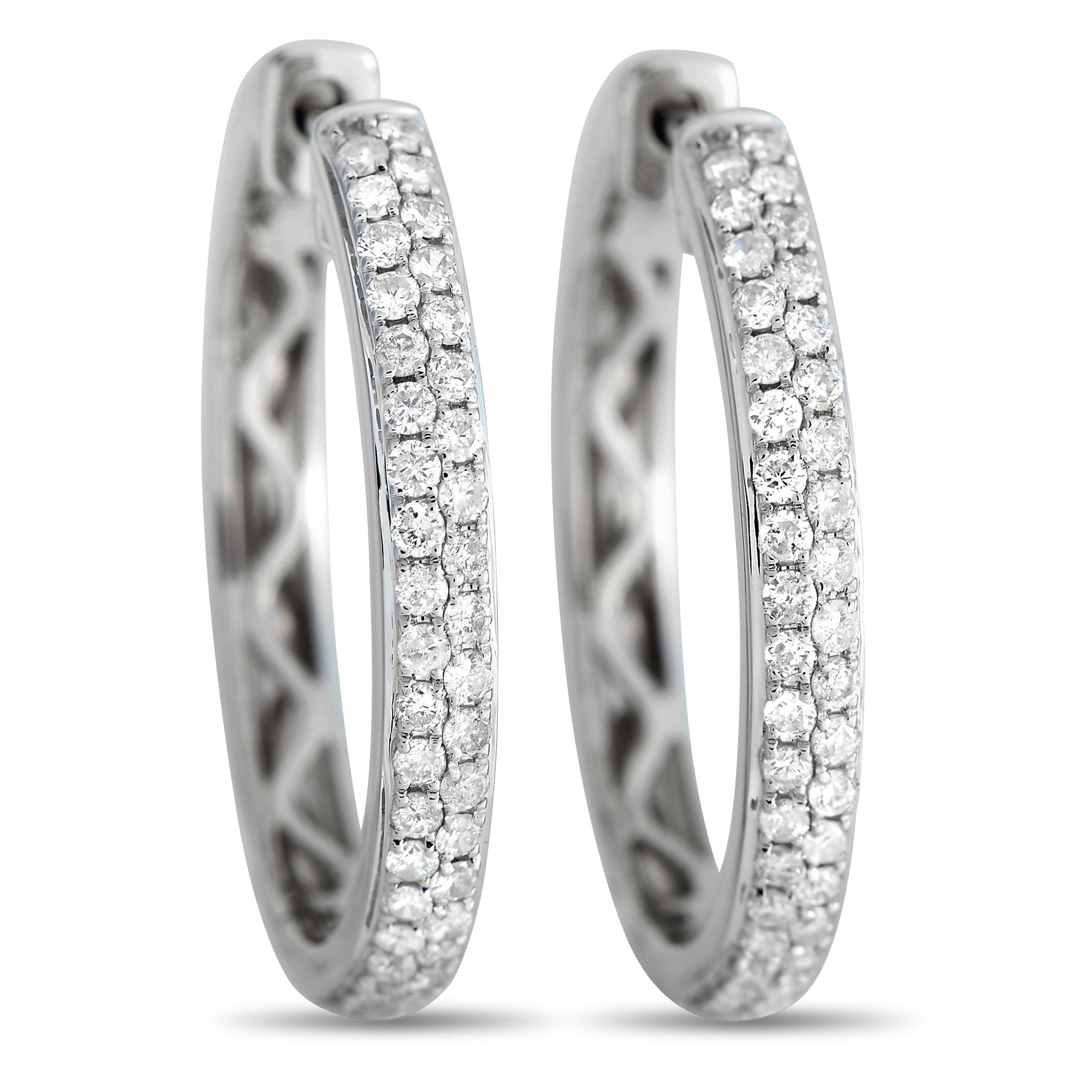 Exclusive 14K White Gold 0.65ct Diamond Hoop Earrings – Add a touch of sparkle to any ensemble with the help of these elegant
