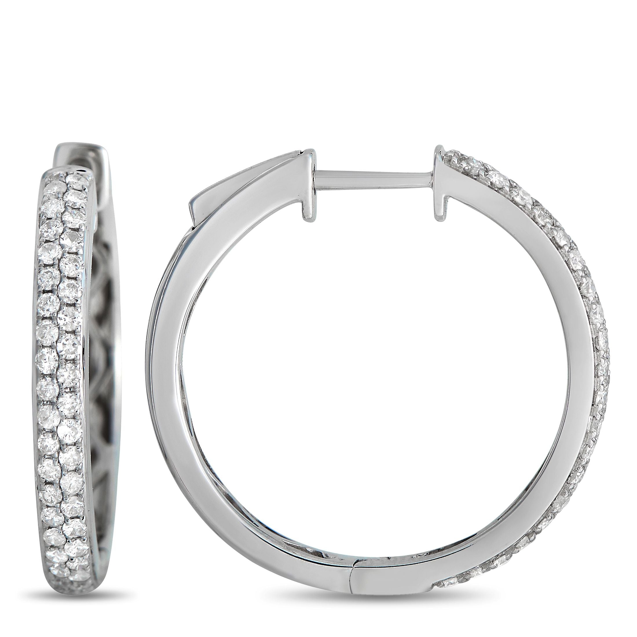 Exclusive 14K White Gold 0.65ct Diamond Hoop Earrings