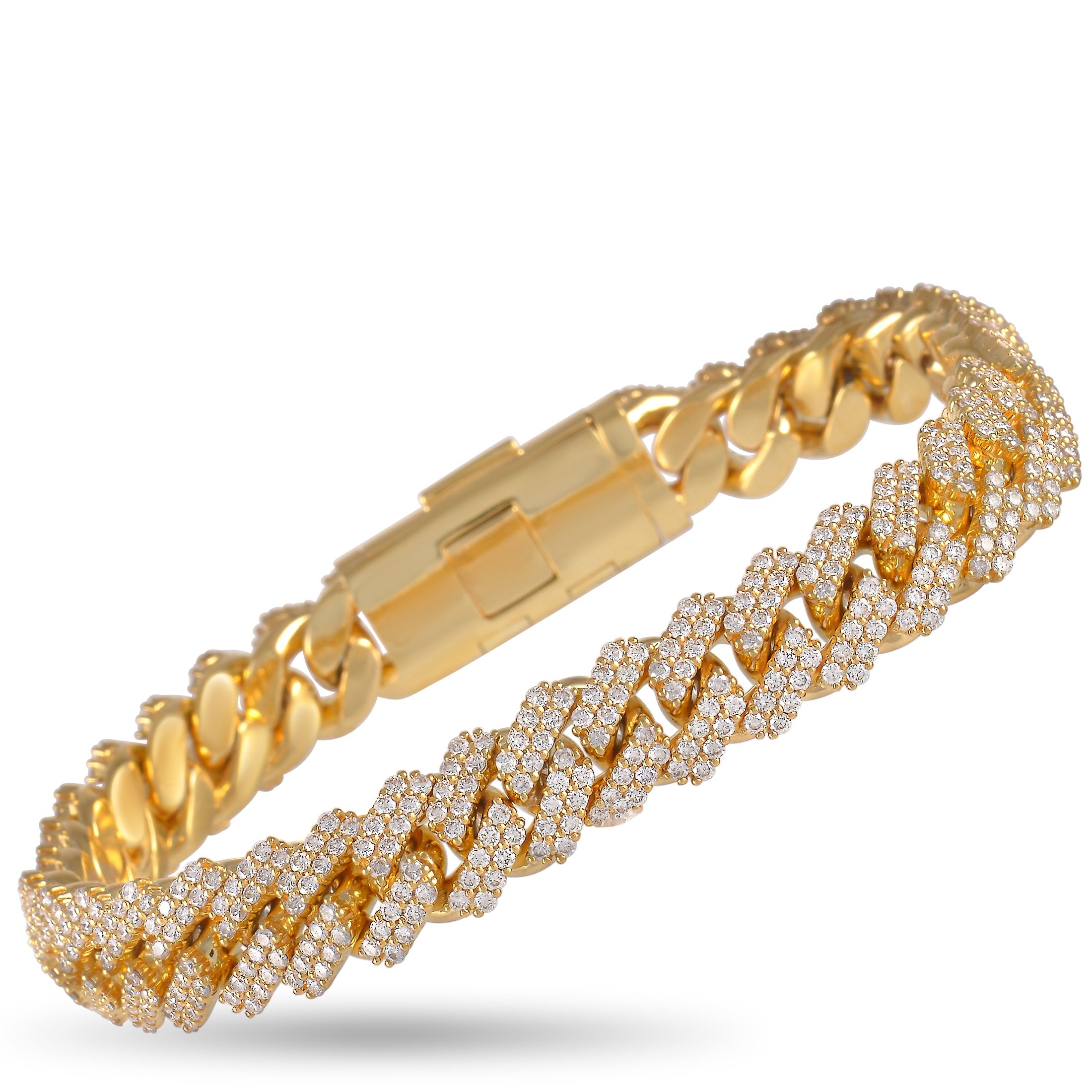 Exclusive 14K Yellow Gold 8.94 ct Diamond Cuban Link Bracelet – You’ll make a statement every time you put on this impressive