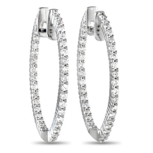 14K White Gold 1.0ct Diamond Inside-Out Hoop Earrings