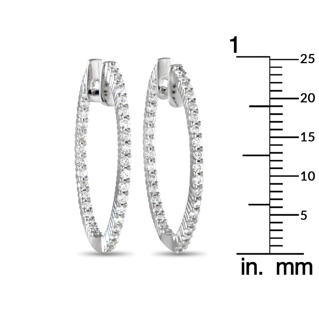 14K White Gold 1.0ct Diamond Inside-Out Hoop Earrings
