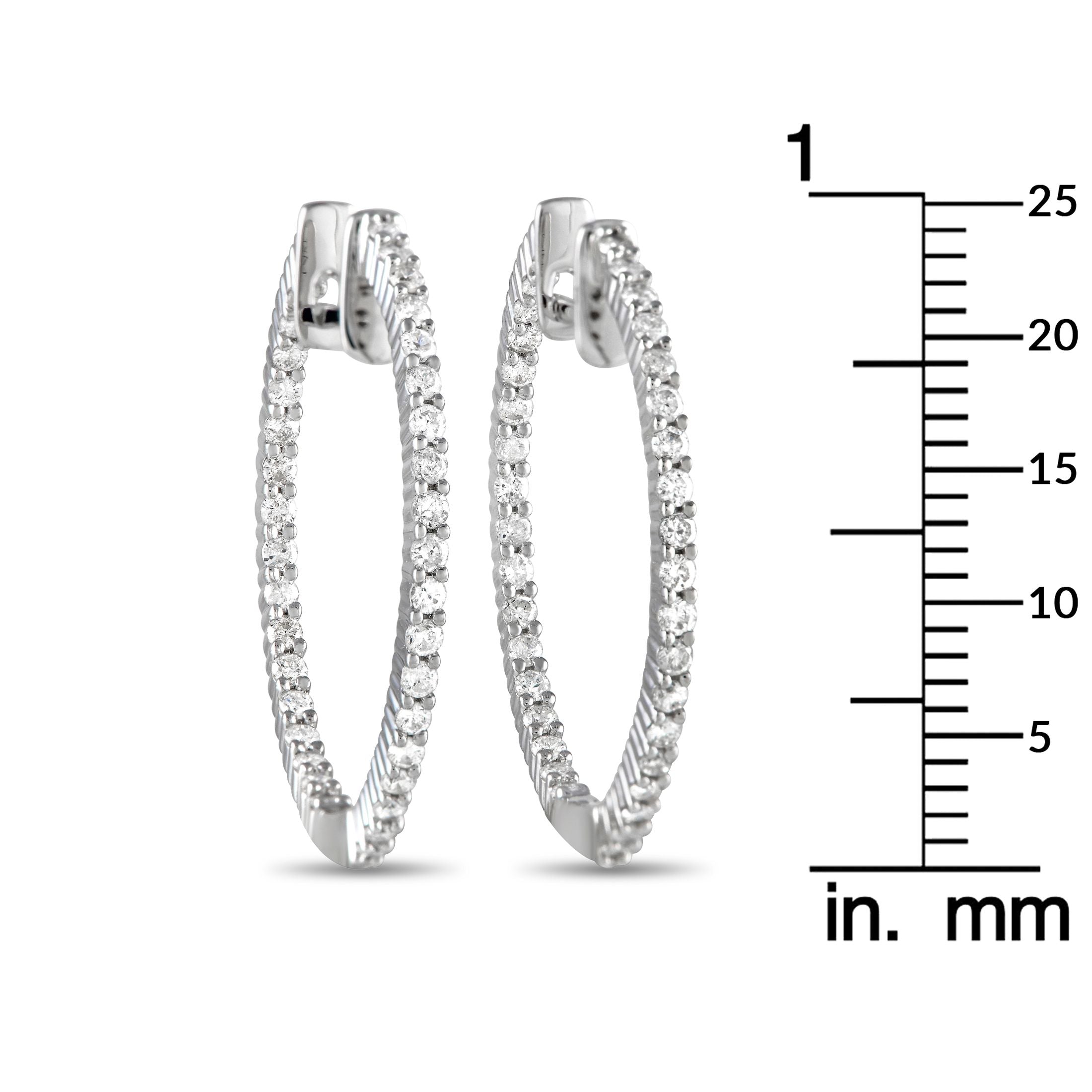 Exclusive 14K White Gold 1.0ct Diamond Inside-Out Hoop Earrings