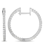 14K White Gold 1.0ct Diamond Inside-Out Hoop Earrings