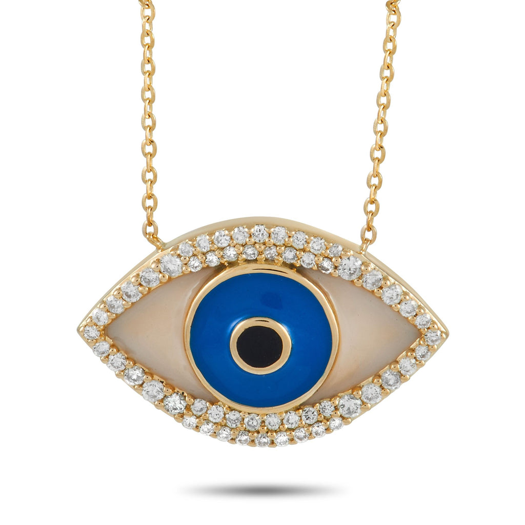 Exclusive 14K Yellow Gold 0.38 ct Diamond Evil Eye Necklace PN14376 – This bold Exclusive  14K Yellow Gold 0