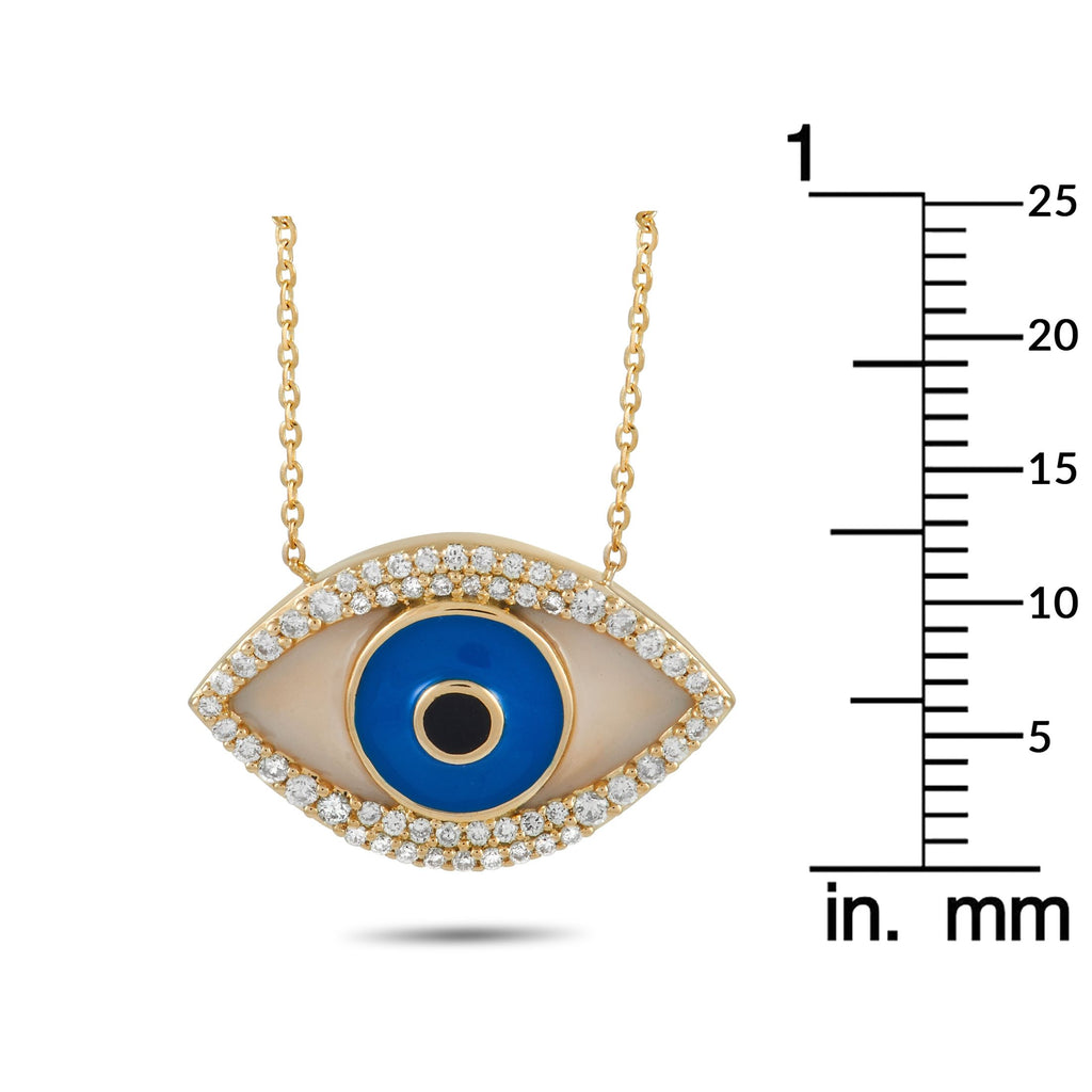 Exclusive 14K Yellow Gold 0.38 ct Diamond Evil Eye Necklace