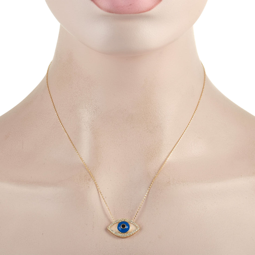 Exclusive 14K Yellow Gold 0.38 ct Diamond Evil Eye Necklace