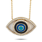 Exclusive 14K Yellow Gold 0.40 ct Diamond Evil Eye Necklace PN14375Y – You’re sure to attract attention with this bold Exclus