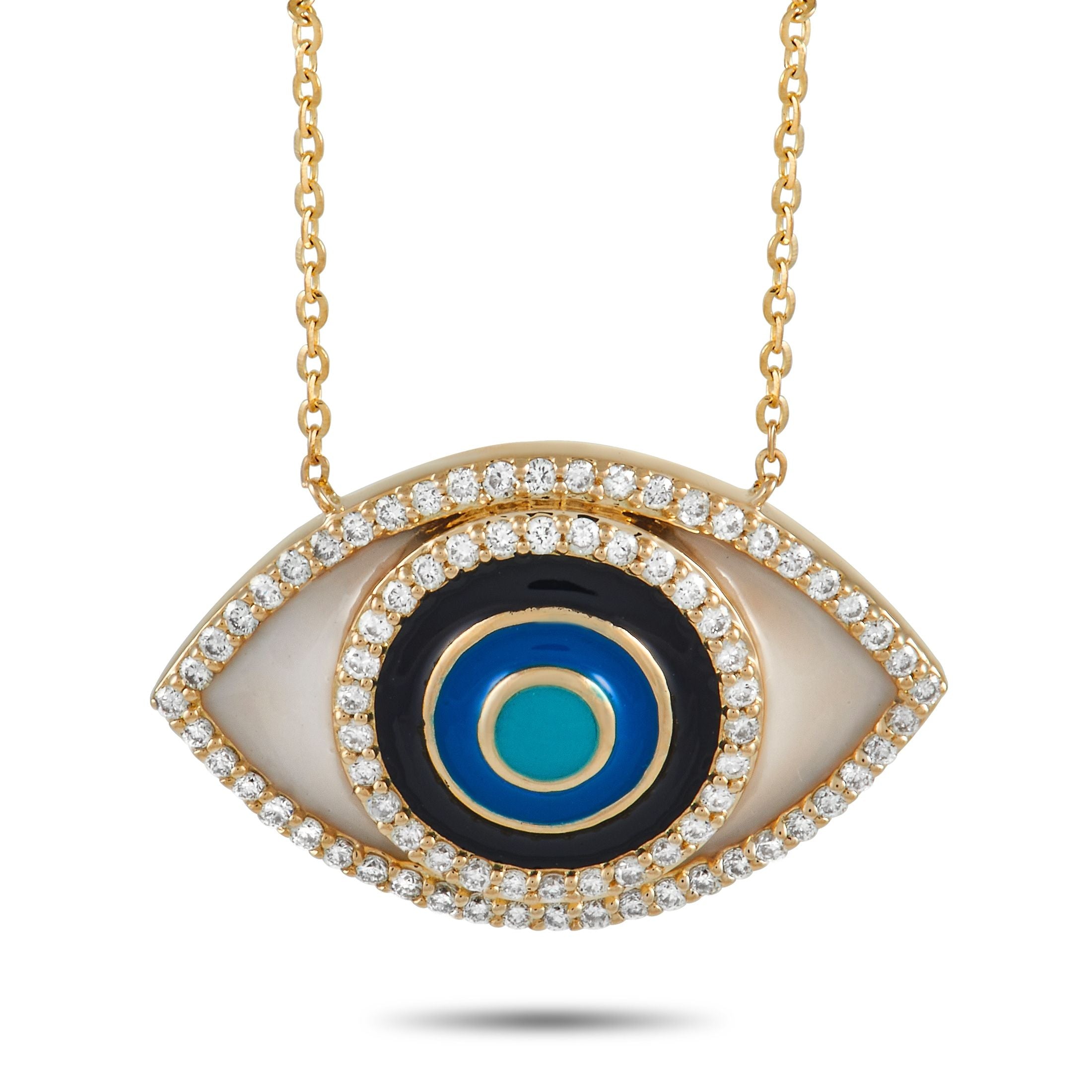 Exclusive 14K Yellow Gold 0.40 ct Diamond Evil Eye Necklace PN14375Y – You’re sure to attract attention with this bold Exclus