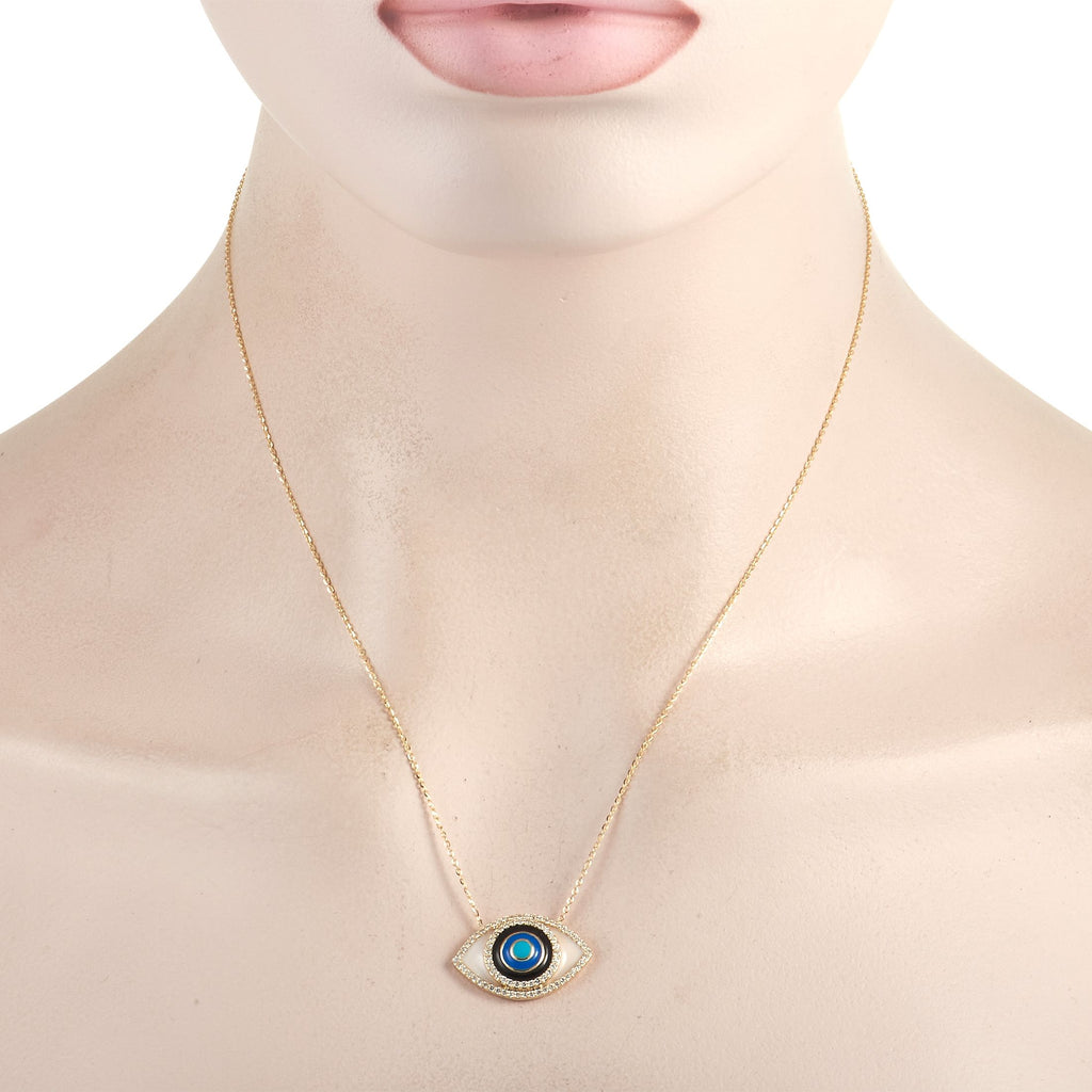 Exclusive 14K Yellow Gold 0.40 ct Diamond Evil Eye Necklace