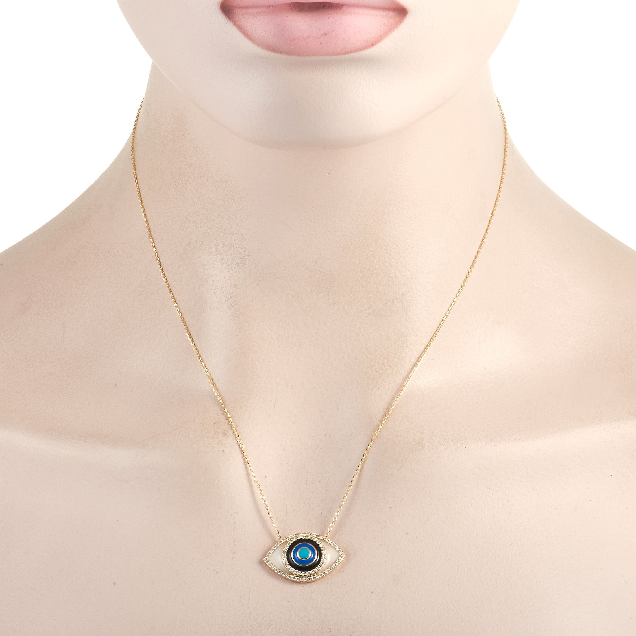 Exclusive 14K Yellow Gold 0.40 ct Diamond Evil Eye Necklace