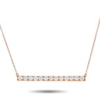 Exclusive 18K Rose Gold 1.00 ct Diamond Bar Necklace – This understated 18K Rose Gold necklace possesses a clean, contemporar