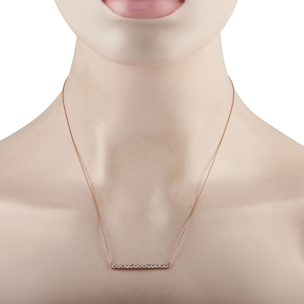 Exclusive 18K Rose Gold 1.00 ct Diamond Bar Necklace