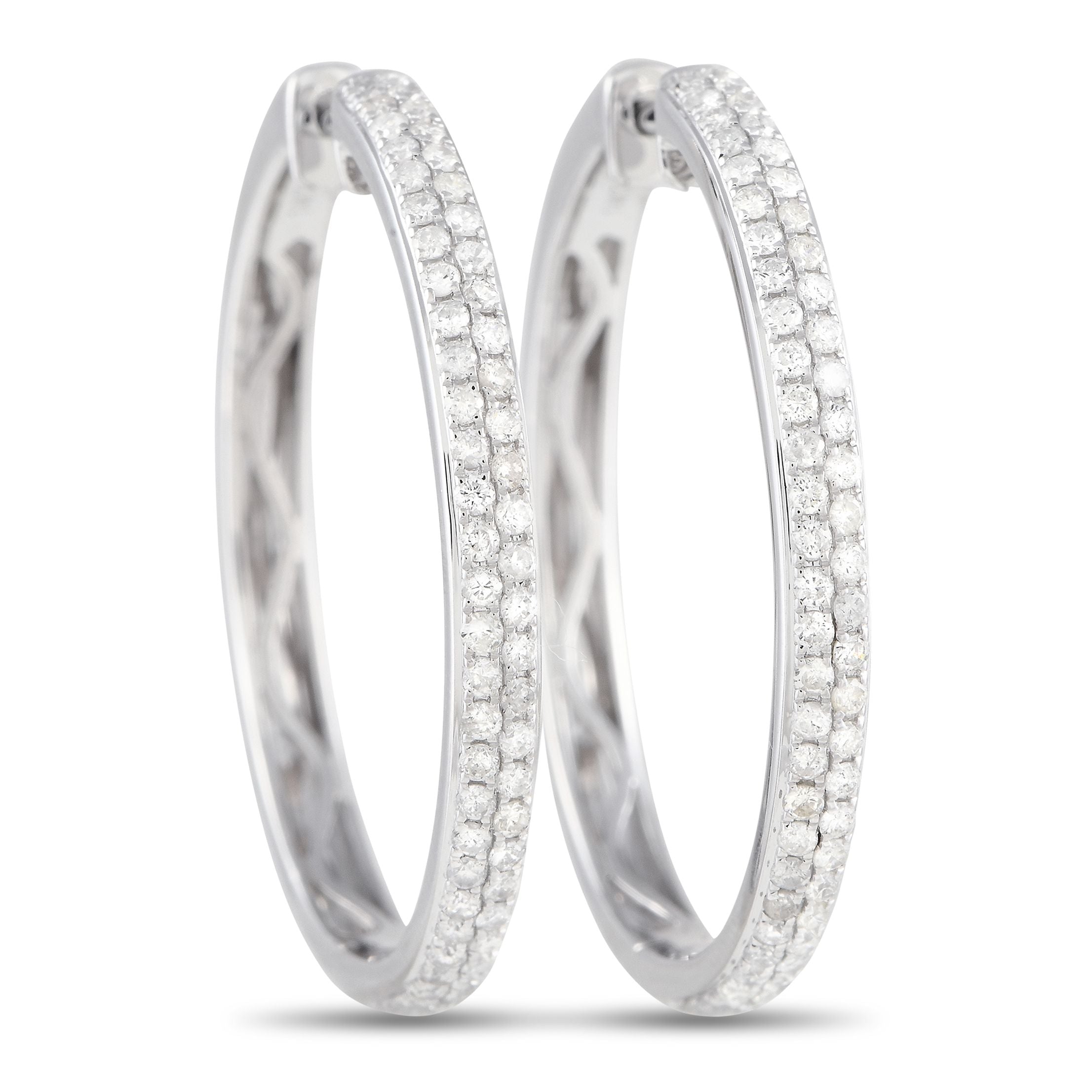 Exclusive 14K White Gold 1.0ct Diamond Hoop Earrings – Incredibly stylish, these gorgeous hoop earrings are made of elegant 1
