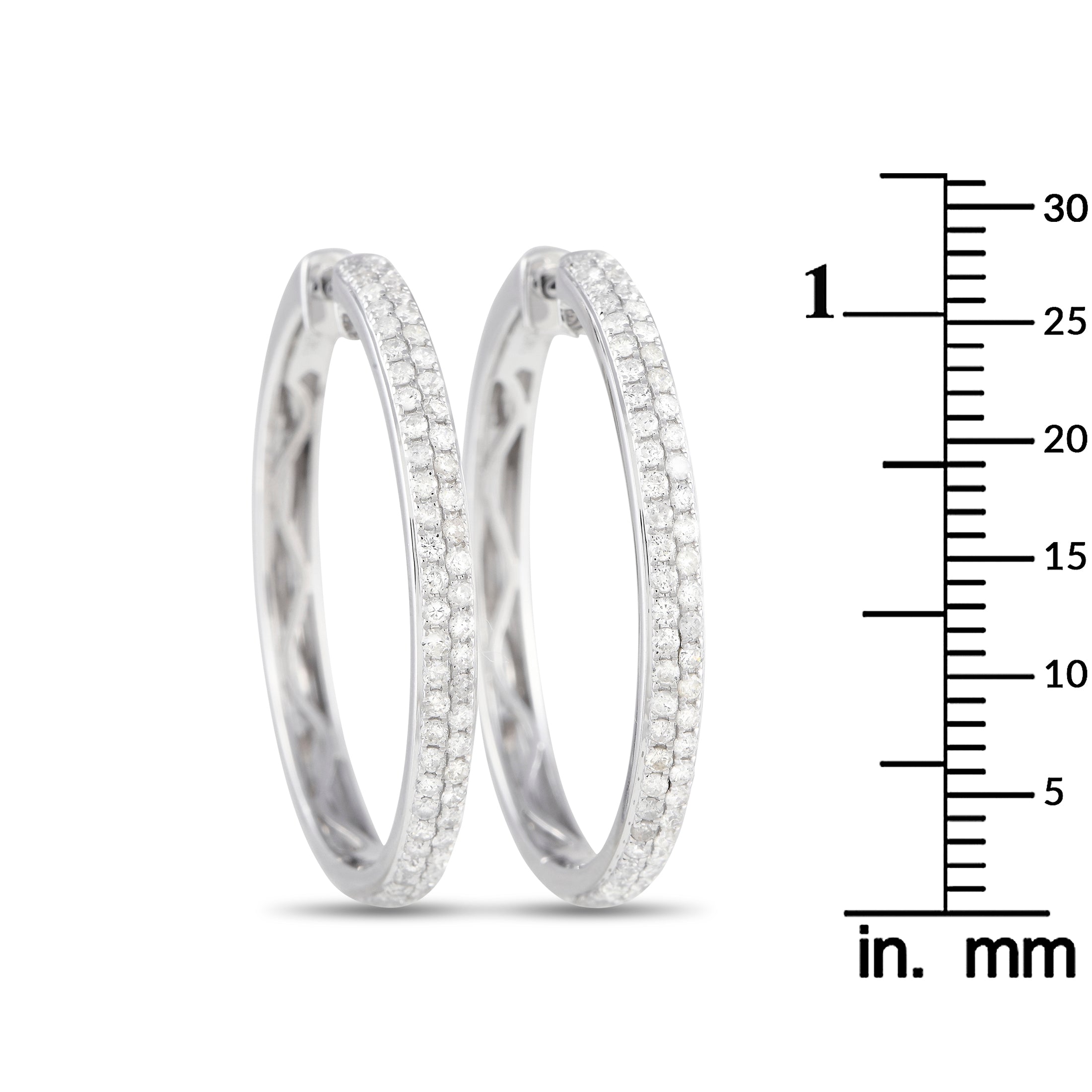 14K White Gold 1.0ct Diamond Hoop Earrings