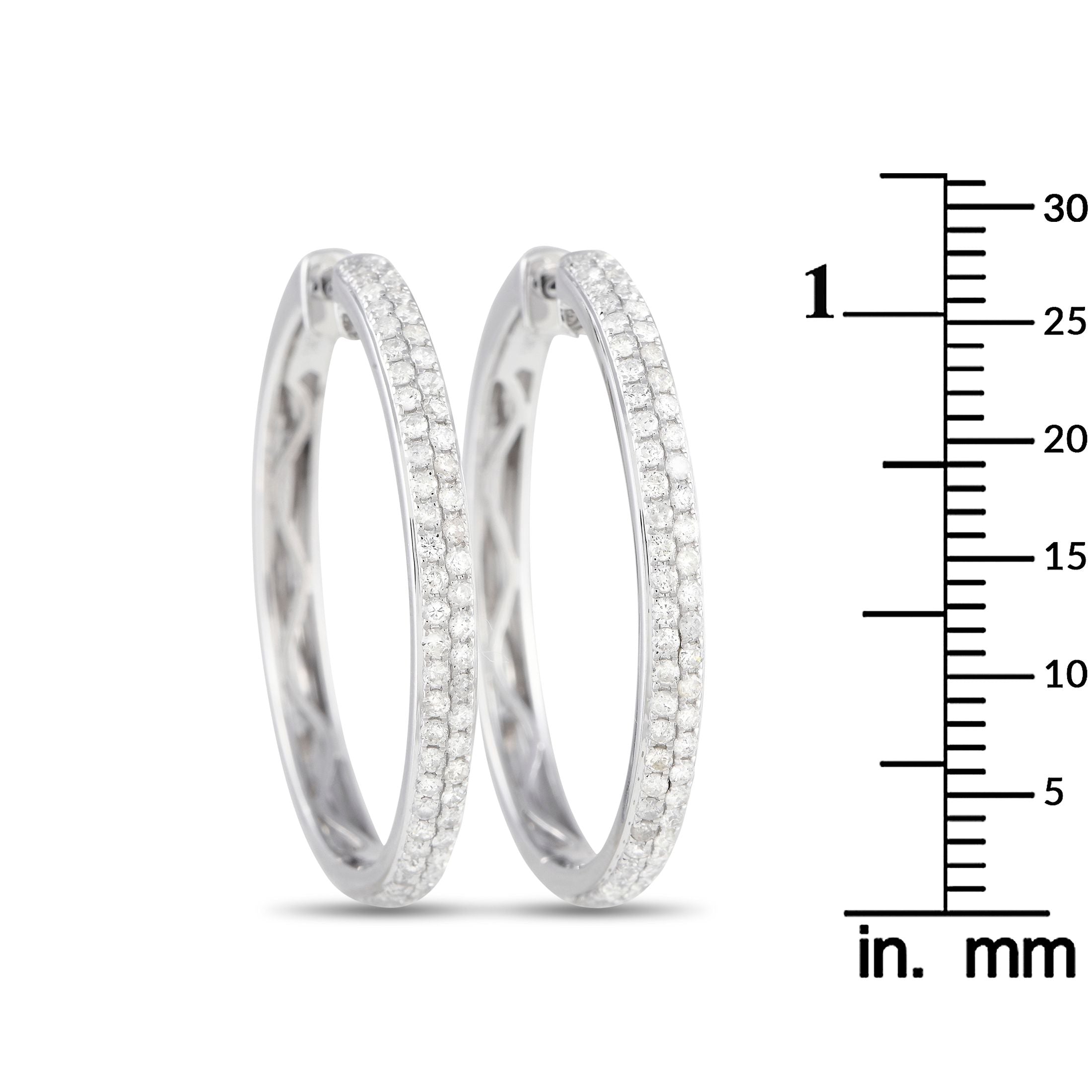 Exclusive 14K White Gold 1.0ct Diamond Hoop Earrings