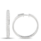 14K White Gold 1.0ct Diamond Hoop Earrings