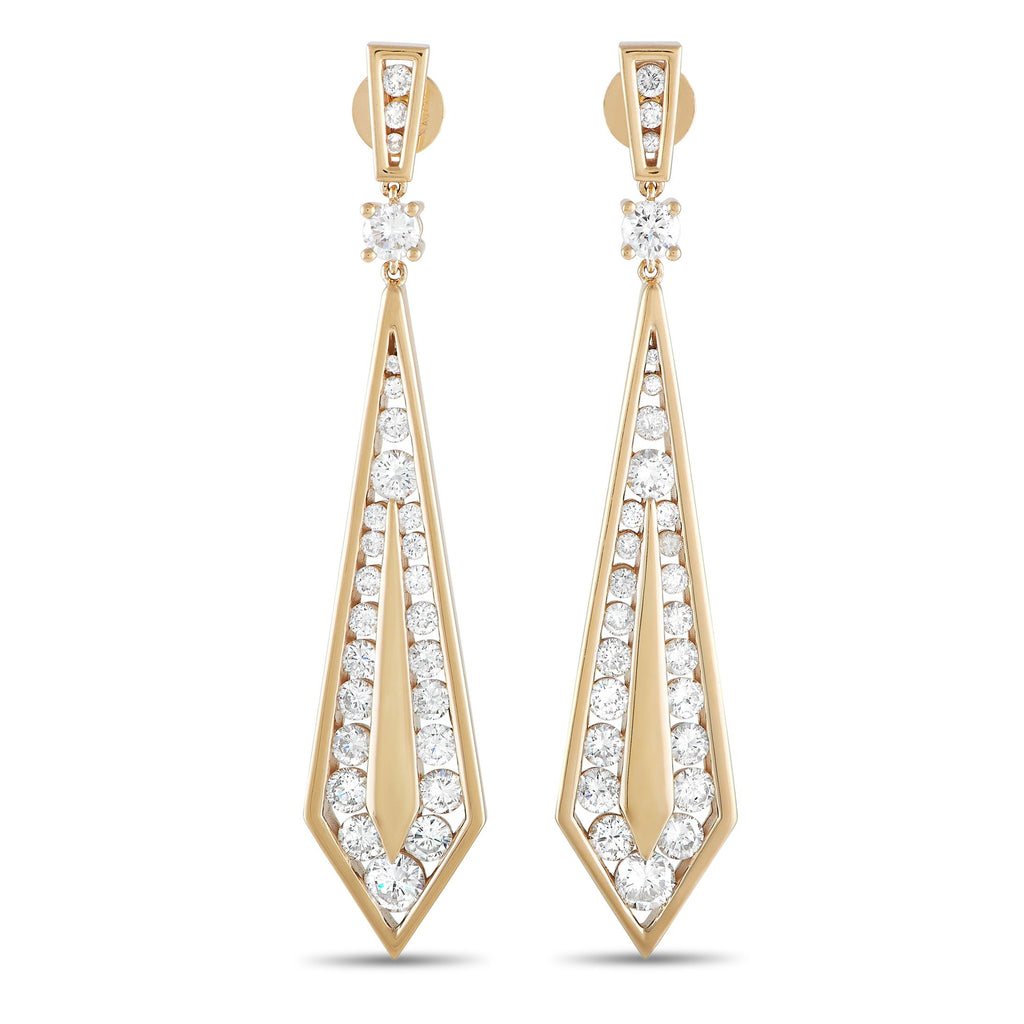 Exclusive 18K Yellow Gold 3.55ct Diamond Geometric Drop Earrings – The perfect accompaniment to a special occasion outfit! Th
