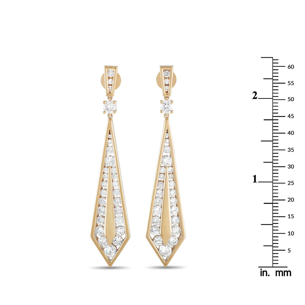Exclusive 18K Yellow Gold 3.55ct Diamond Geometric Drop Earrings