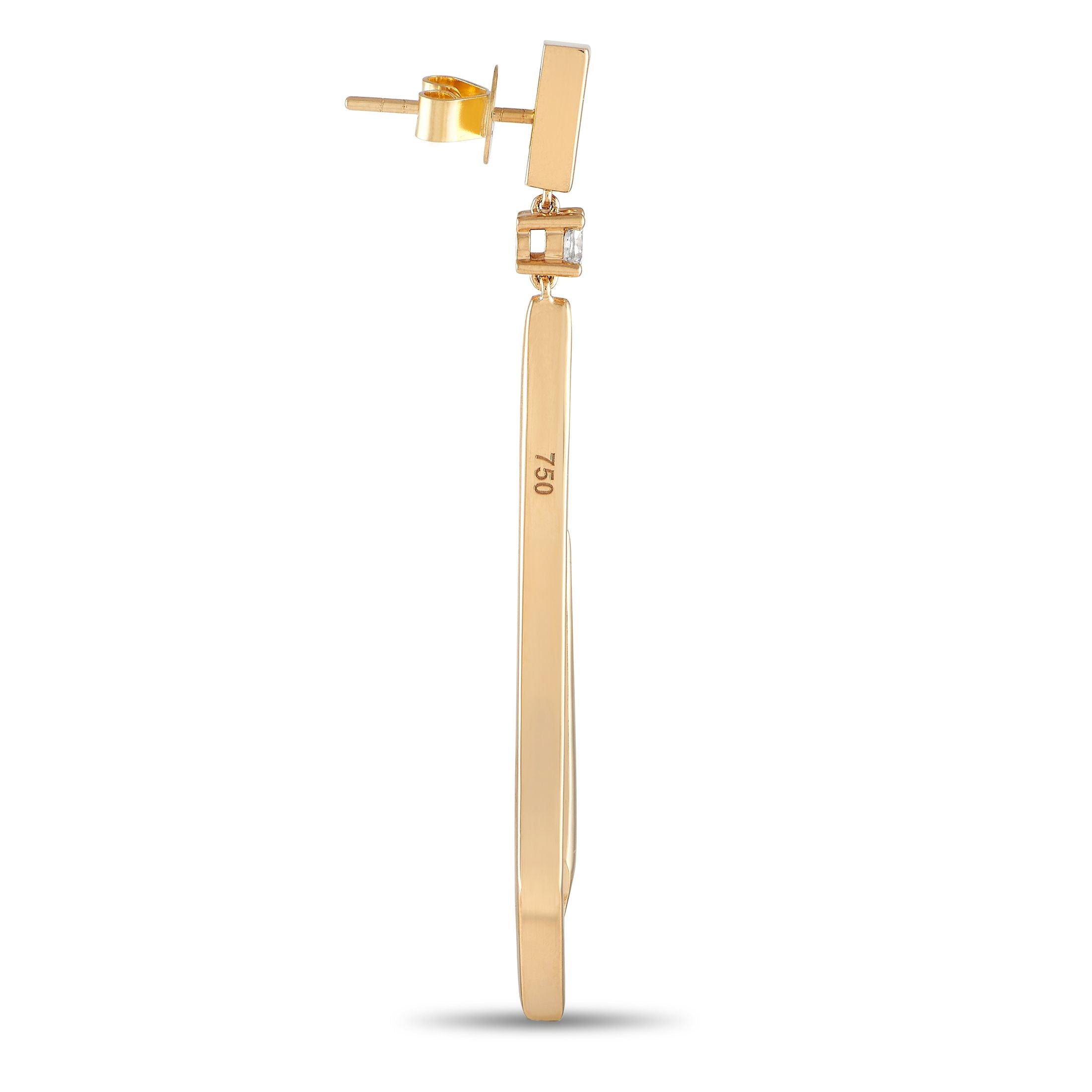 Exclusive 18K Yellow Gold 3.55ct Diamond Geometric Drop Earrings