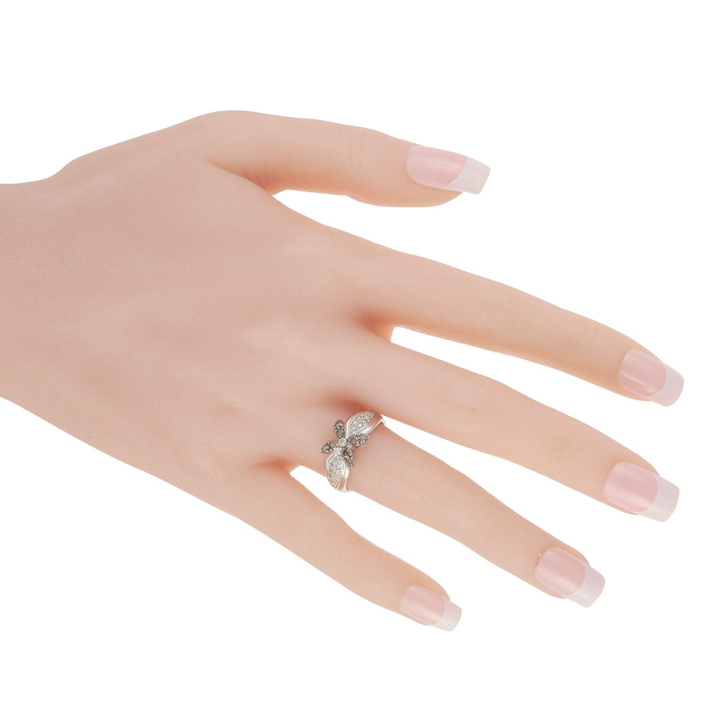 Le Vian 18K White Gold White and Brown Diamond Flower Ring