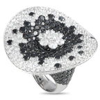 Maggioro18K White Gold 16.57ct Black and White Diamond Cocktail Ring – This delightful display ushers in visions of summer wi