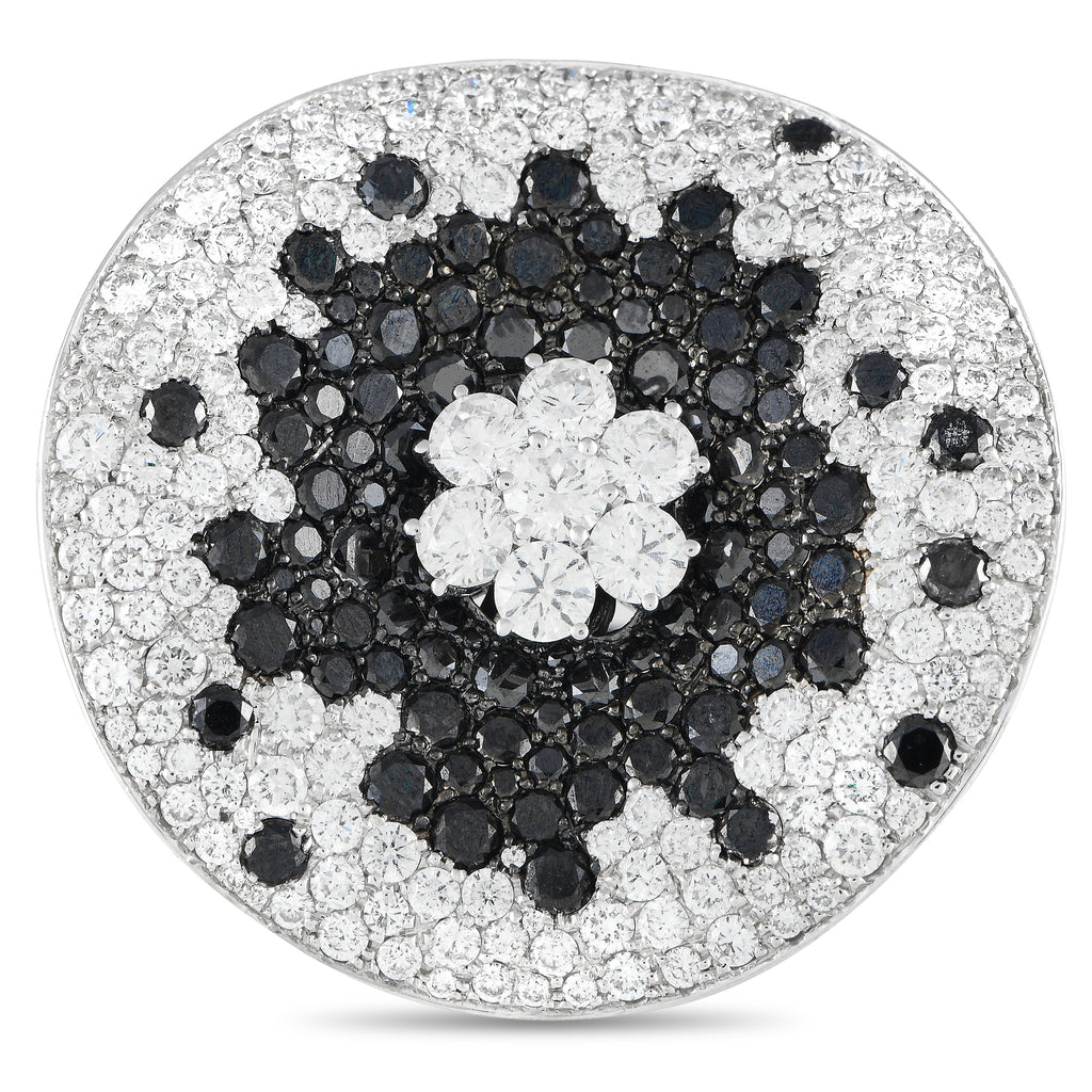 Maggioro18K White Gold 16.57ct Black and White Diamond Cocktail Ring