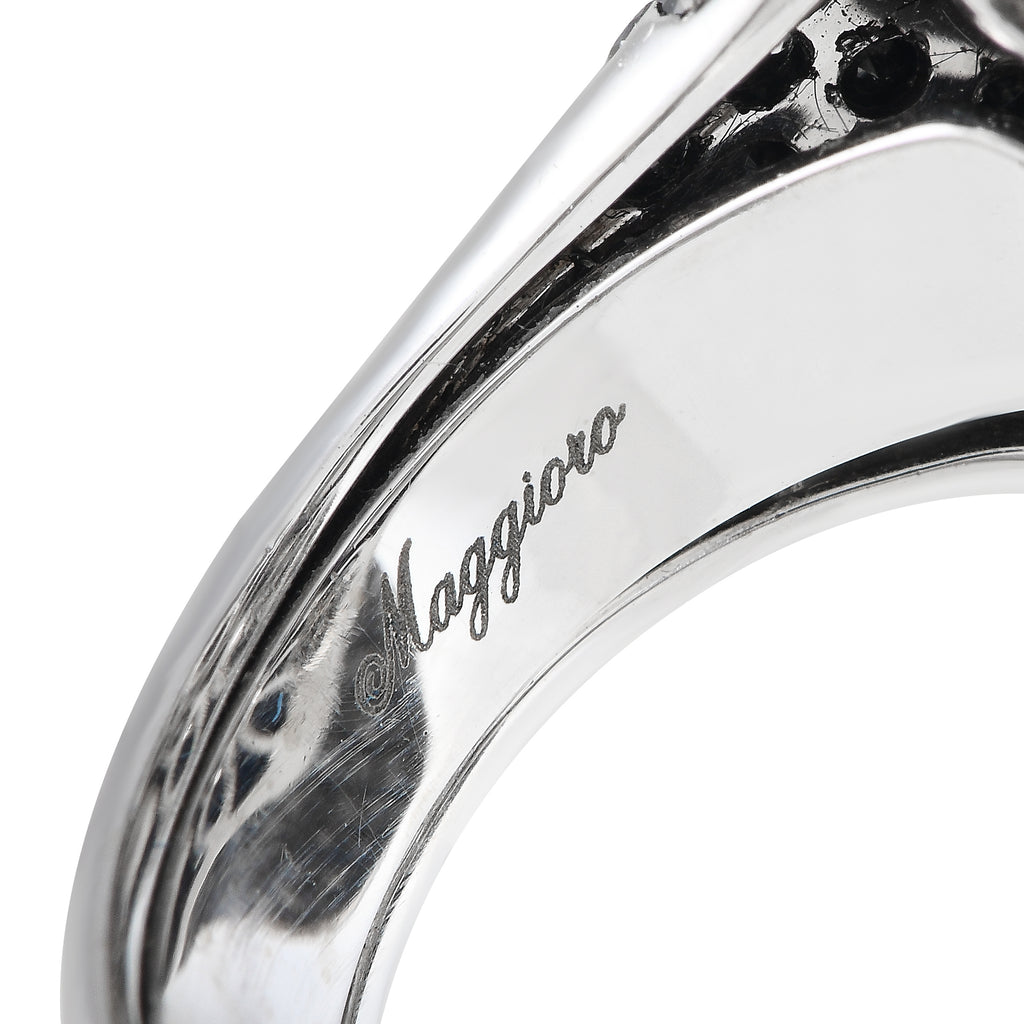 Maggioro18K White Gold 16.57ct Black and White Diamond Cocktail Ring