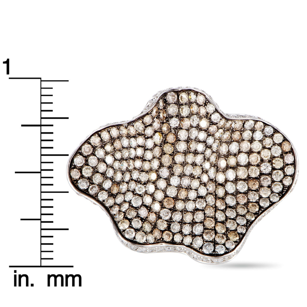 18K White Gold White and Brown Diamond Wave Ring