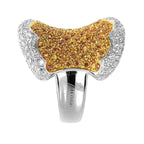 Oro Trend 18K White Gold Yellow Sapphire and Diamond Ring