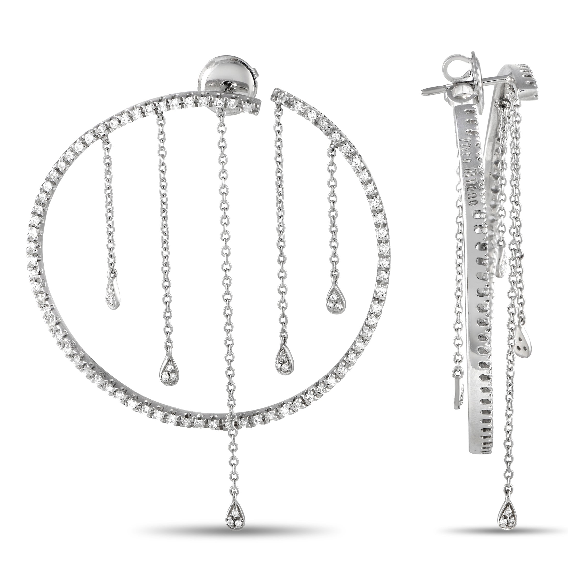 Piero Milano 18K White Gold 1.10ct Diamond Earrings