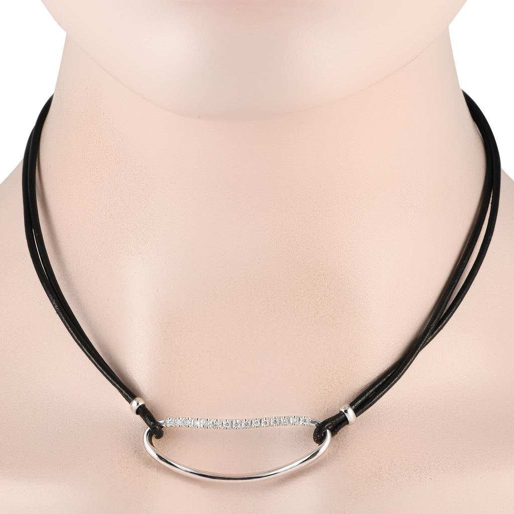 Piero Milano 18K White Gold 0.38ct Diamond Cord Necklace