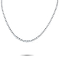 Diamond tennis necklace with round brilliant stones in a line