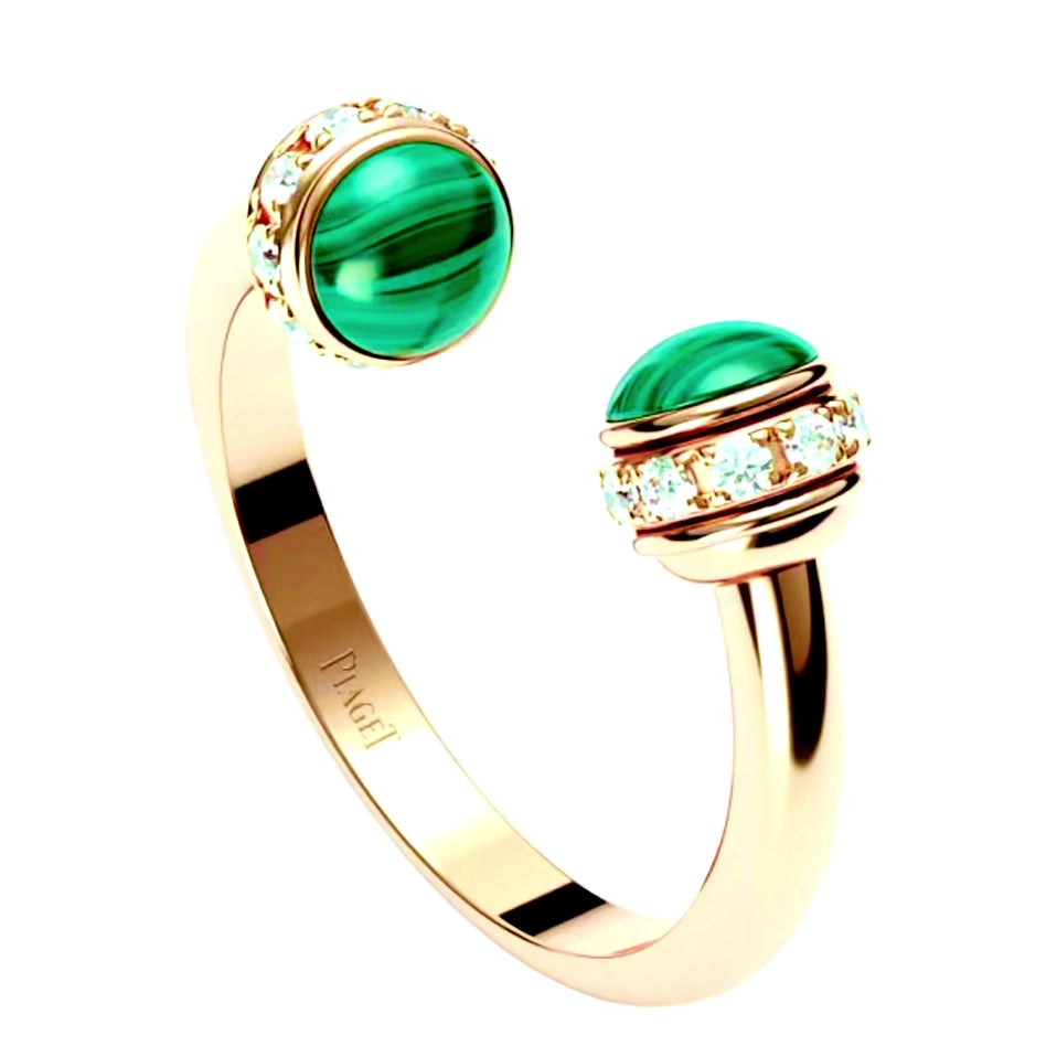 Piaget Possession 18K Yellow Gold Diamond Chrysoprase Ring